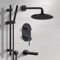Matte Black Tub and Shower Set With 8